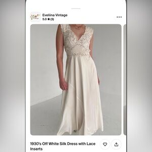 Evelina Vintage 1930s cream silk and lace dress